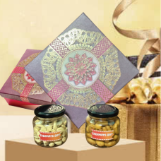 DRY FRUITS GIFT PACK | 4 JARS | CASHEWS + KAJU NAMKEENS+ ALMONDS + PISTAS